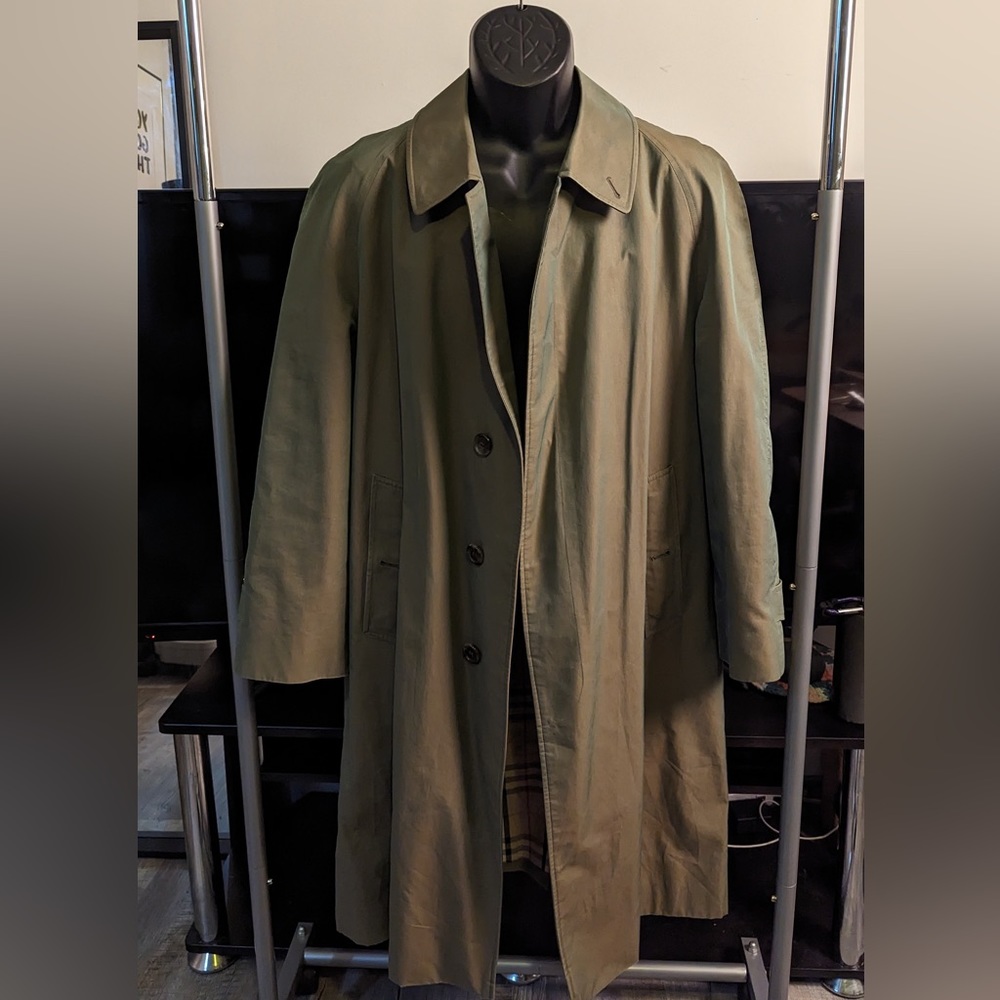 Burberry iridescent green trenchcoat